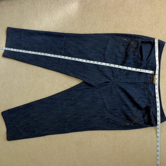 Peck Peck Weekend Embroidered Lightweight Cotton Gray Pockets Pants Women Sz 16 - Picture 5 of 7